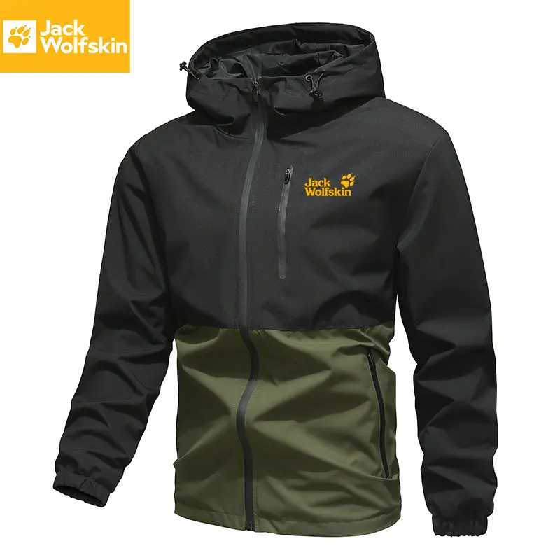 JACK WOLFSKIN Casual Contrast-Panel Hooded Jacket - Functional Pocketed Jacket for Post-Workout Outings & Urban Hangouts