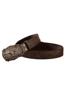 Unisex Boho PU Leather Western Cowboy Belt, Multifunctional Western Style Jeans Print, Perfect Gift for Men, Casual All-Season Wear