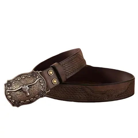 Unisex Boho PU Leather Western Cowboy Cowgirl Belt, Multifunctional Western Style Jeans Print, Perfect Gift for Men, Casual All-Season Wear, Pu Leather Belts, Men Accessories