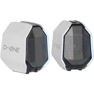 D-ONE 30W PC Gaming Computer Speakers for Laptop, , Desktop Computer, Woofer Speakers, , USB, 3.5mm AUX Inputs, RGB Lights, Multimedia Speakers, White