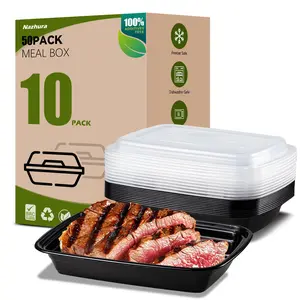 YWLT MAKING Nazhura 38 Oz leakproof meal prep container food storage lids Stackable Disposable Food Containers tray food clamshell containers 10/50/100 Pack Clear Take Out Boxes with Lids Stackable Leakproof Microwave & Freezer Safe Meal Box Set