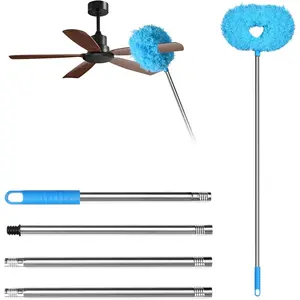 Ceiling Fan Cleaner Dust Collector - Adjustable Dust Collector with Extension Rod, Used for Cleaning Fan Blades, Walls, and Cobwebs (Blue)
