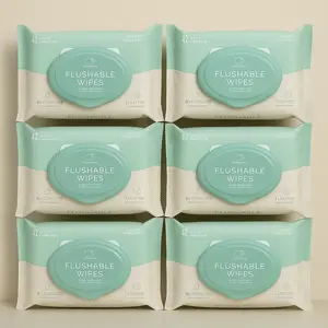 Nice Wipes | The Cleanest Flushable Wipes 6-Pack, 12× Purified Water Everyday Bundle, Biodegradable, Septic Safe, Skin-Loving, Allergy Safe, Flu Season Hygiene