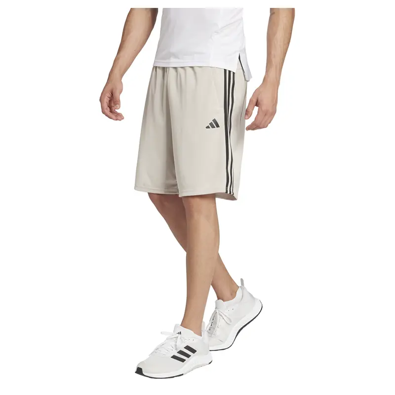 adidas Mens Train Essentials Piqué 3-Stripes Shorts Training Casual Bottoms Casual Moisture Wicking - Beige