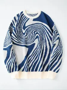 Men's Cartoon Star Knit Sweater, Soft Skin-Friendly Fabric, Warmth Suitable for Autumn Winter, Layered Style, Unisex Couple Matching, Daily