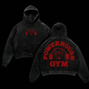 Bodybuilding Gym Hoodie Washed – Oversized Retro Gorilla Muscle Graphic Heavyweight Pump Cover Unisex