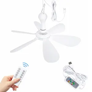USB Mini Small Ceiling Fan Quiet Camping RV Fans Timing,Speed Emergency Portable Outdoor Hanging Gazebo Canopy Dorm Silent For Grow Tent,Hiking,Outages USB Ceiling fan Home Room with Remote