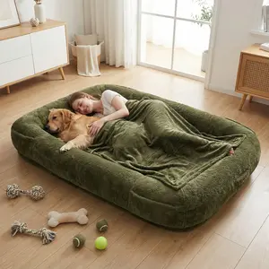 Washable Extra Large Comfortable Pet Bed with Soft Blanket for Sleeping Human Dog BedLarge Human Pet BedHuman Size Dog BedAdults Dog BedLarge Dog BedLarge Pet Sofa Bed