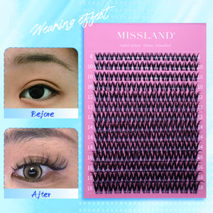 MISSLAND Lightweight Brown C-Curl Cosmetic Makeup Product Eyelash Clusters, 8-18mm (16-18mm Variants), Easy to Apply for Natural "Born With It" Look, Soft Cocoa Tone Blends With Eyelash Extensions, No Harsh Black Lines, Dense Eye Definition