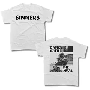 Dance With the Devil "Sinners" Movie Inspired T-Shirt | Vintage Black Graphic Tee | Retro Aesthetic | Gift for Movie Lovers, Graphic Print T-Shirt