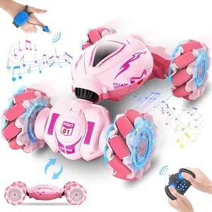 Pink Gesture Sensing RC Stunt Car - 4WD Remote Control with 360° Rotation & Lights, Perfect Birthday & Xmas Gift for Girls 6-12