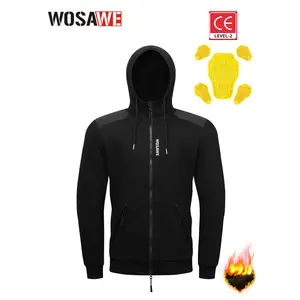 WOSAWE Autumn Winter Motorcycle Armored Hoodie Casual Daily Riding Warm Jacket Motorcycle Style Sports Top Riding Clothes Insert CE Approval Protective Gear Full Zip Up Outwear