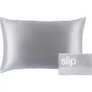 Slip The Original Queen Silk Pillow Case - 100% Pure 22 Momme Mulberry Silk - Silver 853218006339