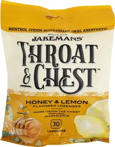 Jakemans Throat & Chest Lozenges - 30 Ct Bag Natural Oral Anesthetic Wellness