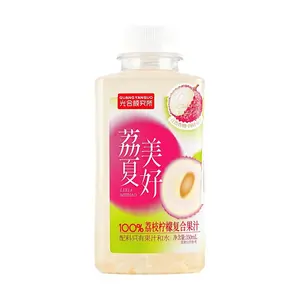 GHYJS Lychee Lemon Juice Drink 350ml - 100% Real Fruit Blend, Zero Sugar, Zero Fat, Low Calorie, Healthy Beverage