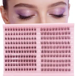 Natural Cluster False Eyelashes, 8-16mm D Curl, Low Allergy, Dense Volume Effect, 220 Pieces Set, Hypoallergenic Lash Extensions