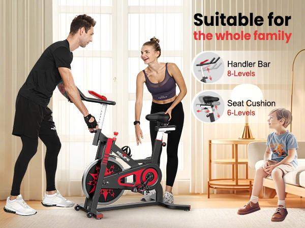 RELIFESPORTS Indoor Cycling Bike with Magnetic Resistance, Ergonomic Seat & Tablet Holder, Quiet Stationary Exercise Bike for Home Cardio