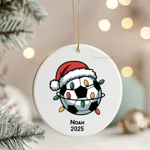 Soccer Player Christmas Ornament Personalized Holiday Gift for Kids Boys & Girls Custom Soccer Ball Keepsake for Team or Coach