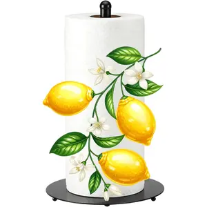 Honeydak Lemon Paper Towel Holder Countertop Lemon Roll Holder Yellow Kitchen Counter Decor 3D Handmade with Weighted Base for Home Women Farmhouse Vintage Rustic Kitchen Bathroom Accessories Gift
