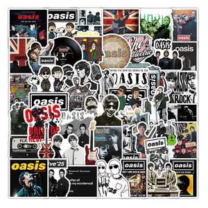 50Pcs Oasis Band Graffiti Sticker DIY Toy Set, Crafts Kit, Random 48-55pcs, Britpop Rock Music Vinyl Decals for Arts, Creative DIY Activities, Scrapbook, Journal, Laptop, Water Bottle, Fan Gift Idea for Music Lovers, Holidays, Birthdays & Festivals