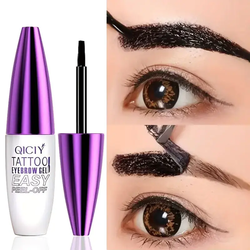 Easy Peel-Off Eyebrow Gel-Waterproof &Sweatproof, Long-Lasting Black or Brown TattooTint, Film Forming, Medium Coverage for All Skin Types, Tinted Brow Gel, Eyebrow Makeup, Mother's Day and Christmas gift for women, girls, and moms (gray-brown)
