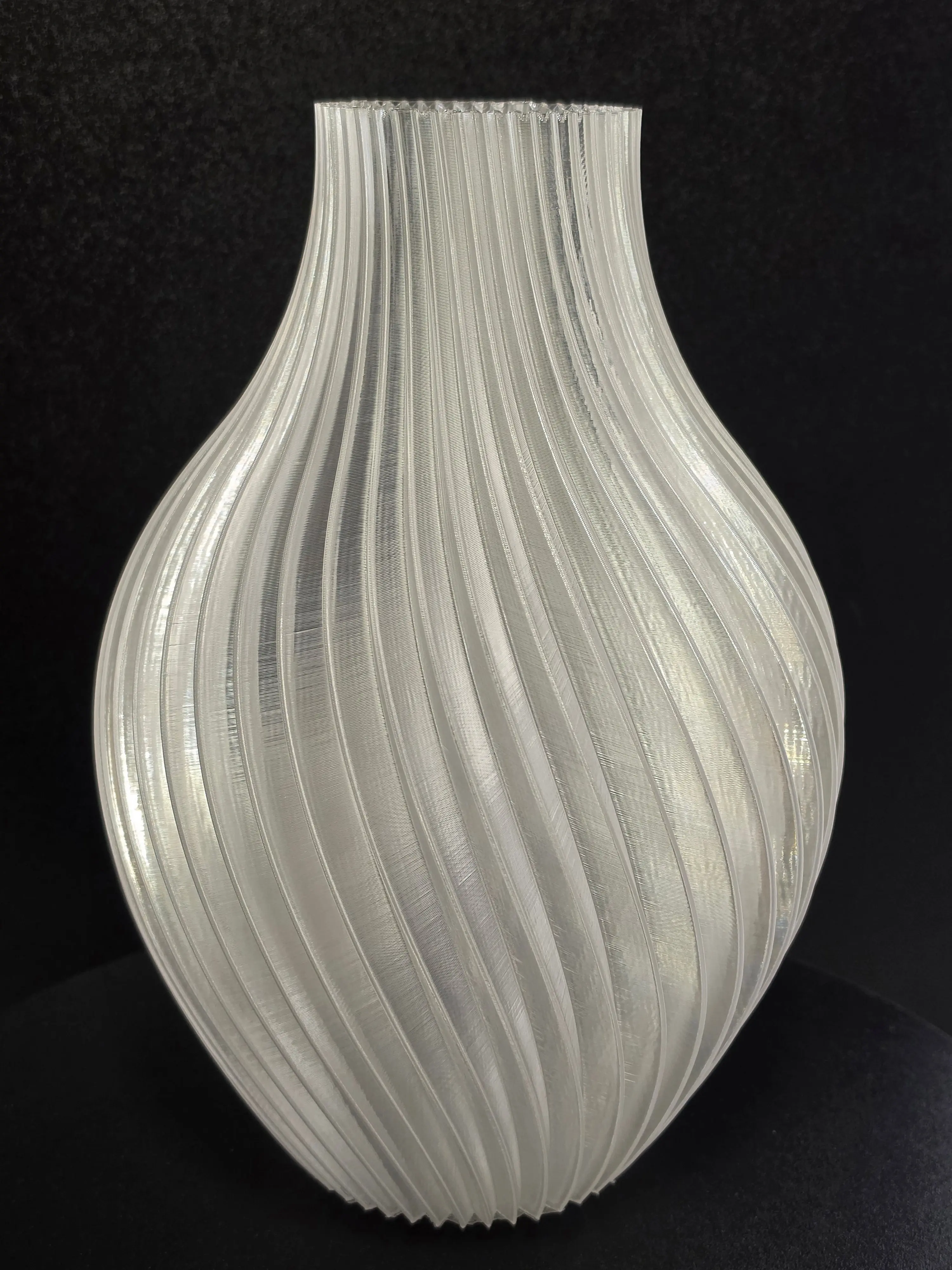 Translucent Clear Sculptural Ribbed Vase — 10" Modern Decorative Vase