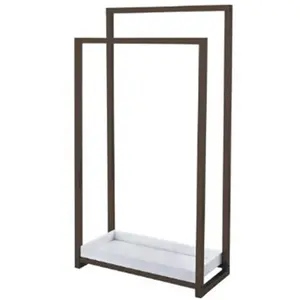 Kingston Brass SCC8265 Pedestal 2-Tier Iron Construction Towel Rack with Wooden Case