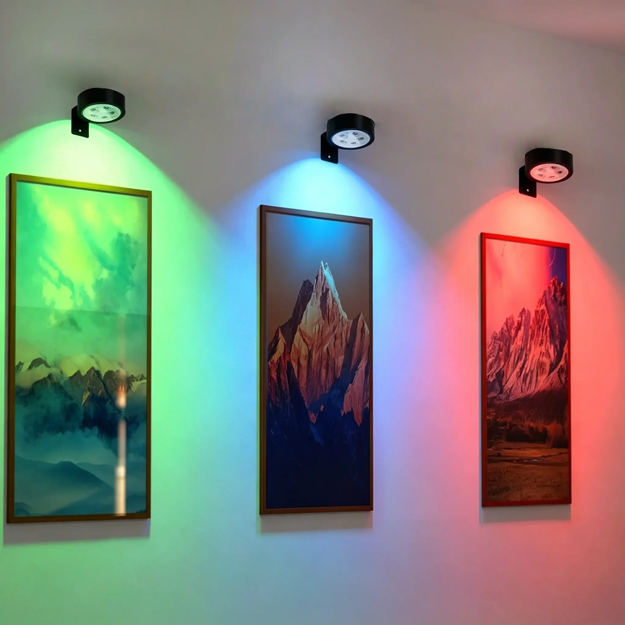 3-Piece Wall Picture Light Set, Battery-Powered Magnetic Poster Lamp, RGB Remote Adjustable Timer Painting Light, Art Display Wall Decor Frame, Atmosphere Light