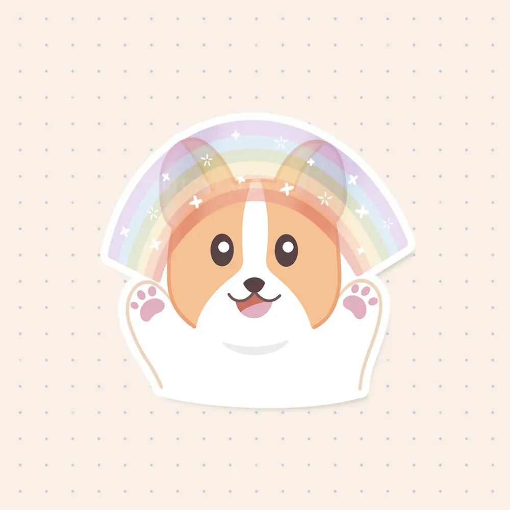 Imagination Rainbow Corgi Sticker