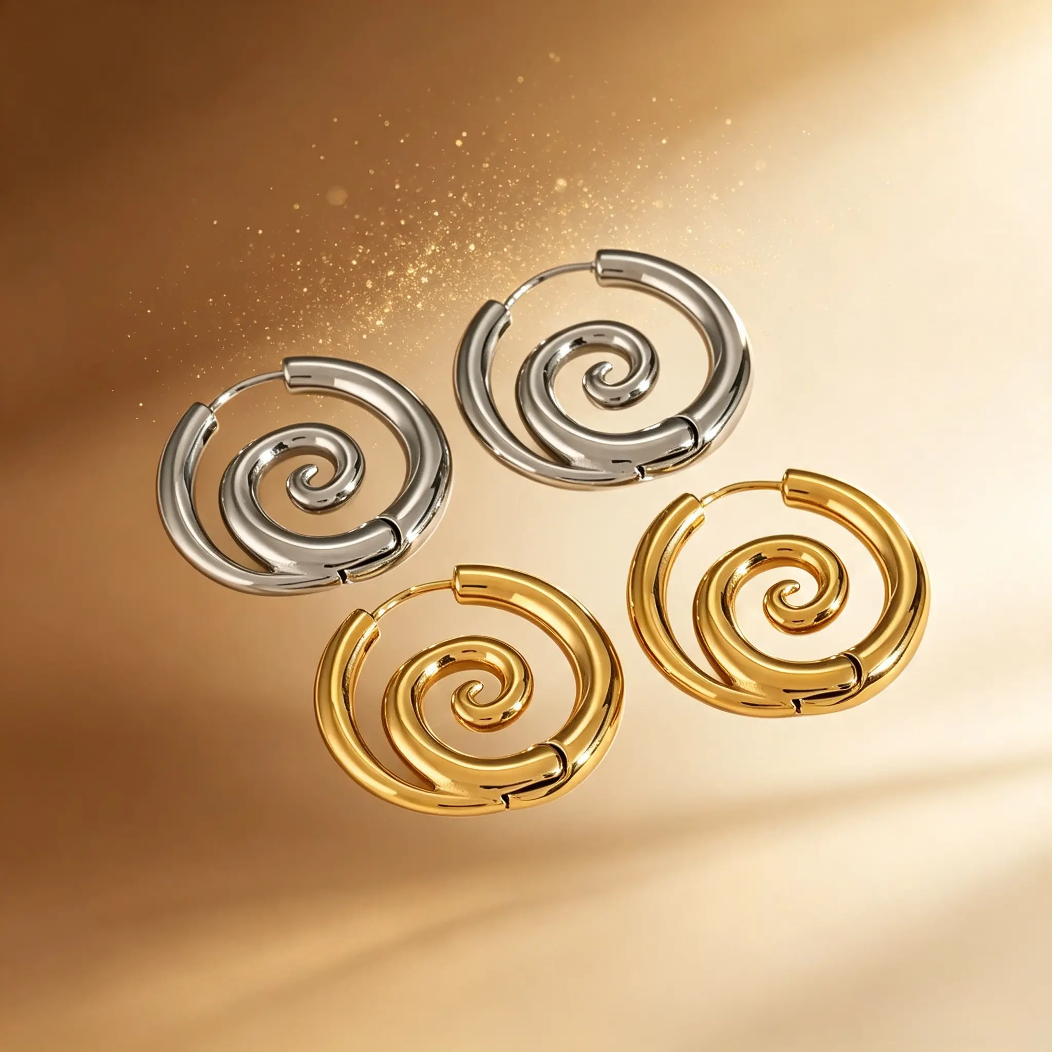 Faux Stretched Spiral Hoop Earrings Stainless Steel Gothic Coil Ear Cuffs Hypoallergenic Cartilage Helix Piercing Jewelry For Women, Ear Hoops, Fashionable Jewelry Accessories