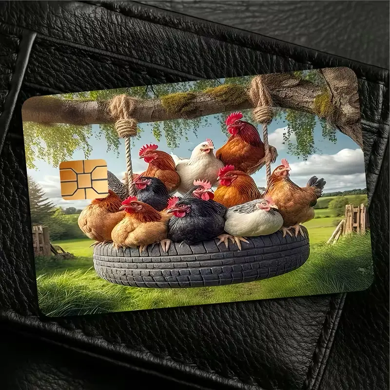 Cute Chicken Credit Card Skin Cover – Farm Rooster and Hen Card Sticker, Country Animal Debit Card Decal, Gift for Chicken Lovers