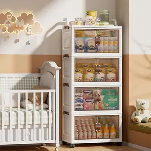 Foldable Storage Cabinet Wall-Mounted Multi-Layer Snack Organizer Bookshelf, Multifunctional Floor-Standing No-Install New Design