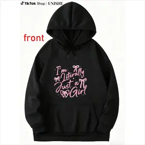 Long Sleeve Hoodie for Girls – Pink Ribbon Y2K Funny Saying, 100% I'm Just A Girl