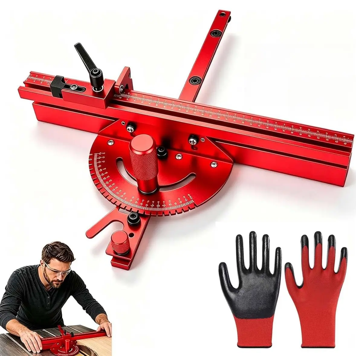 Table Saw Precision Miter Gauge Aluminum for Woodworking Cabinetry Furniture Making Table Saw Precision Miter Gauge Aluminum for Woodworking Cabinetry Furniture Making