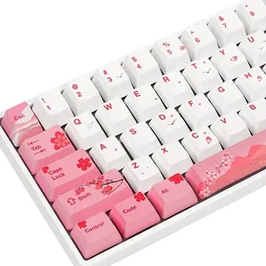 104 PBT Sakura keycap Set , Dye Sublimation OEM Pink Custom keycaps for Gateron Kailh Cherry MX 61/87/104 Gaming Mechanical Keyboard
