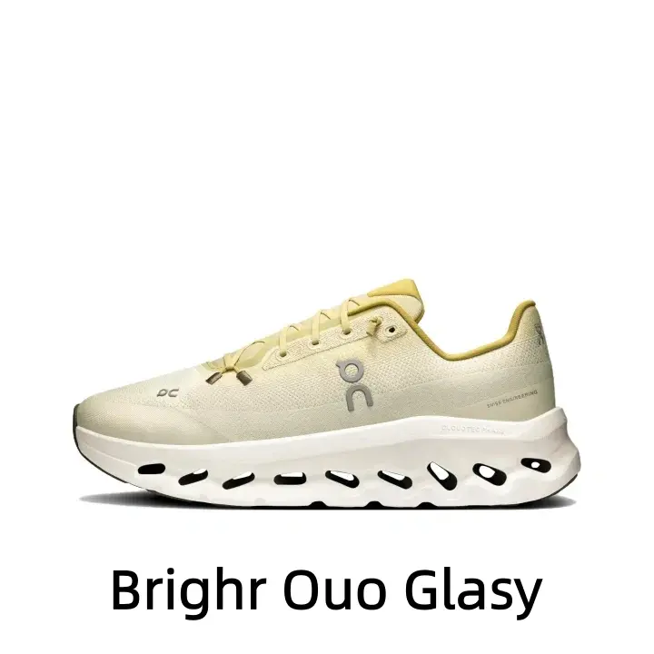 Clean Solid Pale Cream Yellow Sport Trainers Wave Hollow Cut Thick Shock Absorbing Midsole Ultra Light Slip Resistant Lace Up Sneakers Perfect for Trekking Gym Workout Urban Daily Lifestyle Footwear