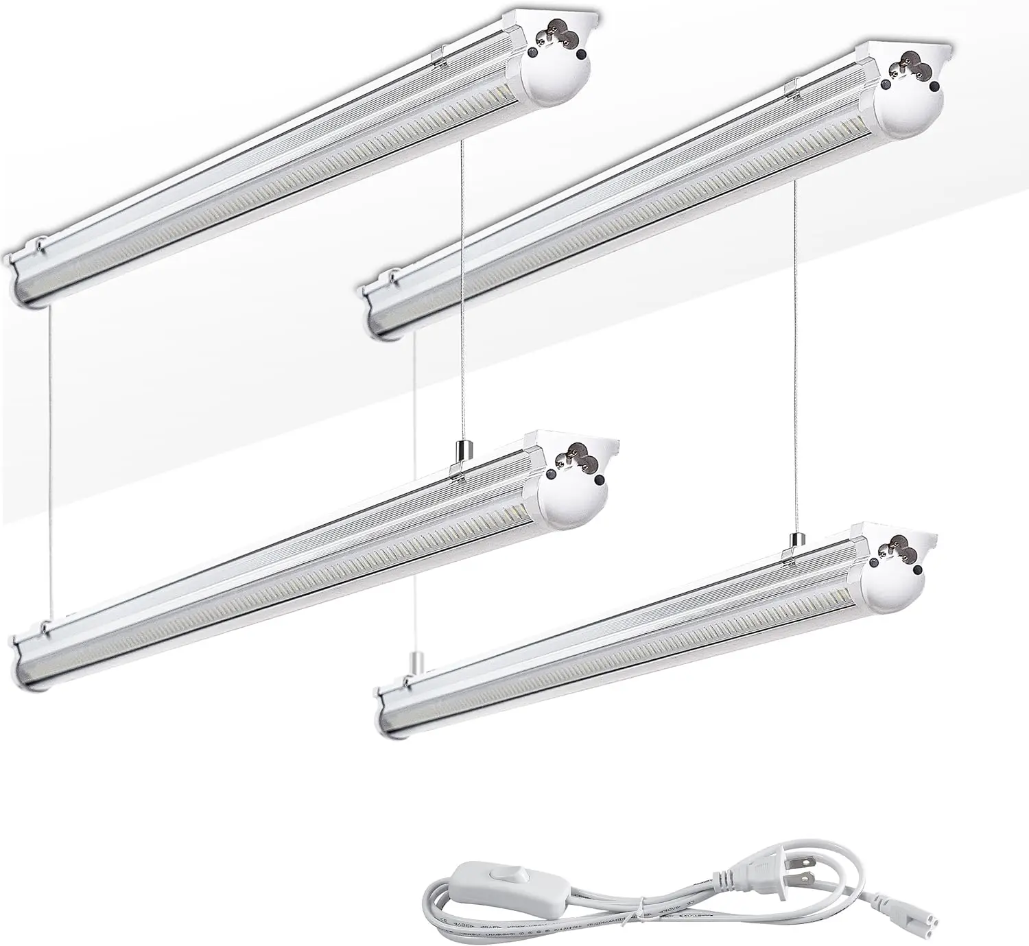4Pack 4FT LED Shop Light Garage Lights,50W 6000K 7500LM White Light,Hanging/Surface Mount,Plug and Play,Linkable T8 LED Shop Lights,Commercial Bay Lighting for Warehouse Workshop Basement