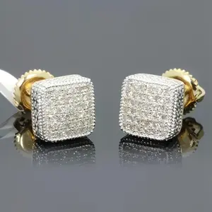 [LuxuryMoissaniteEarrings]2pcs4CaratMoissaniteSquareStudEarrings|10mmS925Sterling925SilverwithScrewBack-MadeforWedding,Birthday,Anniversary,NewYearGift,Mother'sDayGift,HipHopaccessoriesmenearringsforwomen