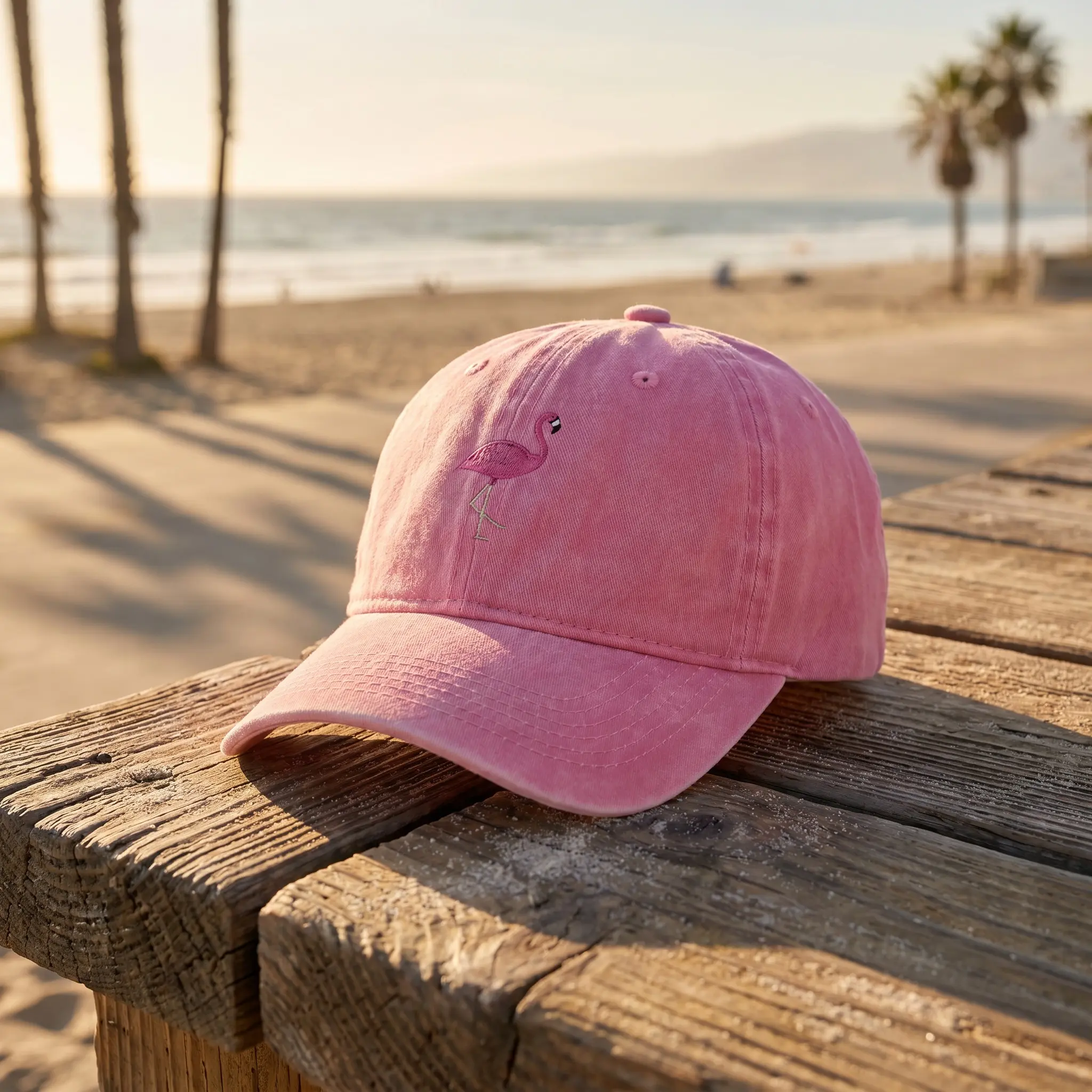 Unisex Flamingo Embroidered Cotton Washed Baseball Cap Summer Breathable Sun Protection Casual Outdoor Top Hat