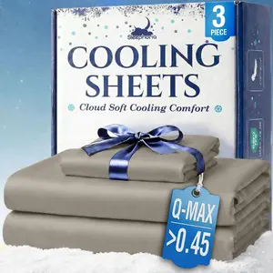 SLEEPHORIA Cooling Sheets - BreezeWeave 3 PC Twin Size Cooling Bed Sheets for Hot Sleepers & Deep, Cool Rest - Cloud Soft, Silky Smooth, 16 in Deep Pocket, Ultra Durable (Beige)