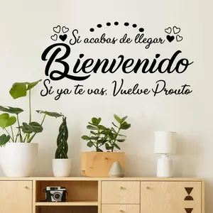 Spanish Welcome Door Wall Sticker Decor, Universal Flat Sticker for Living Room, Entryway, Bedroom, Kitchen, Home Decoration, Adhesive Stickers