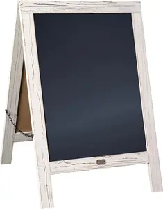 A Frame Chalkboard by : 20x30 Solid  A-Frame Sign Whitewashed Double-Sided  Board, Chalkboard Menu Board, for Restaurants, Cafes, Weddings - Heavy Duty Hinges