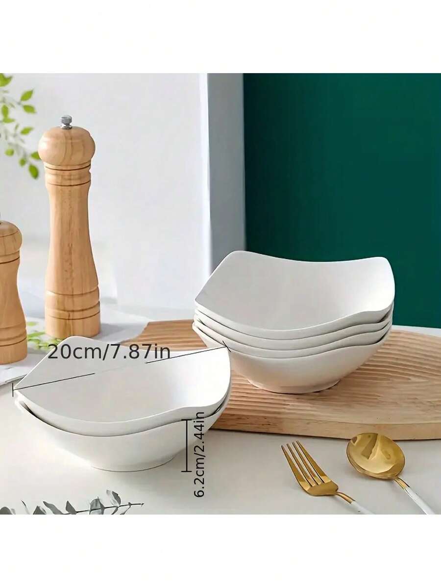 2-10 sets of reusable white salad bowls and plates, made of PP plastic, suitable for cold dishes, cooked food, desserts, and party food. Stackable for easy storage, ideal for family gatherings, hotels, microwave heating, and outdoor RV/camping picnic part