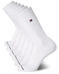 Tommy Hilfiger Men's Crew Socks - 6 Pack Performance Comfort Cushioned Athletic Socks - Breathable Crew Socks for Men (7-12), Size 7-12, Solid White