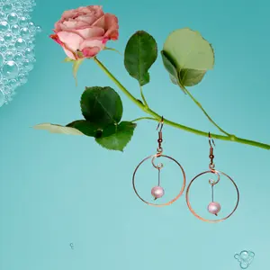 Copper and Pearl Geometric Earings