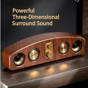 Aston Digital Wireless Smart Soundbar 5.0 Channel System with Subwoofer Home Theater Stereo for TV PC Smartphone Tablet Elegant Wood Grain Finish Portable Design Low Frequency Type-C 5-Watt
