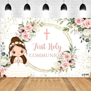 Photography Background First Holy Communion Girl Image Flower Decor Atmosphere Eucharist Theme Religious Activity Backdrop Studio