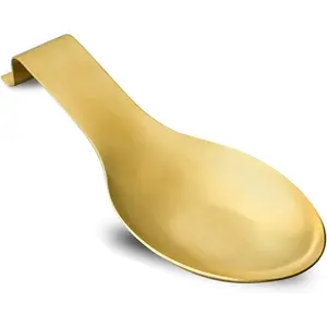 Stainless Steel and Gold Spoon Rest for Kitchen Counter and Stove Top-Cooking Utensils Holder, Dishwasher Safe