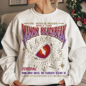 Manon Blackbeak World Tour Sweatshirt, The Thirteen Concert Tee, Vintage Rock Band Style, Ironteeth Witches Merch, Fantasy Bookish Gift