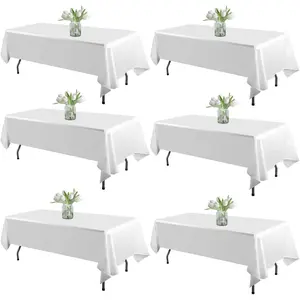 6 pack white table cloth rectangle tablecloths 60x102 inchpolyester table cloth for 6 foot rectangle tableswrinkle resistant washable fabric table covers for partywedding banquet